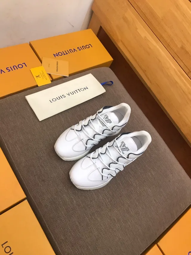 Louis Vuitton White Black Leather Wave-Shaped Overlays Chunky Sneakers 2