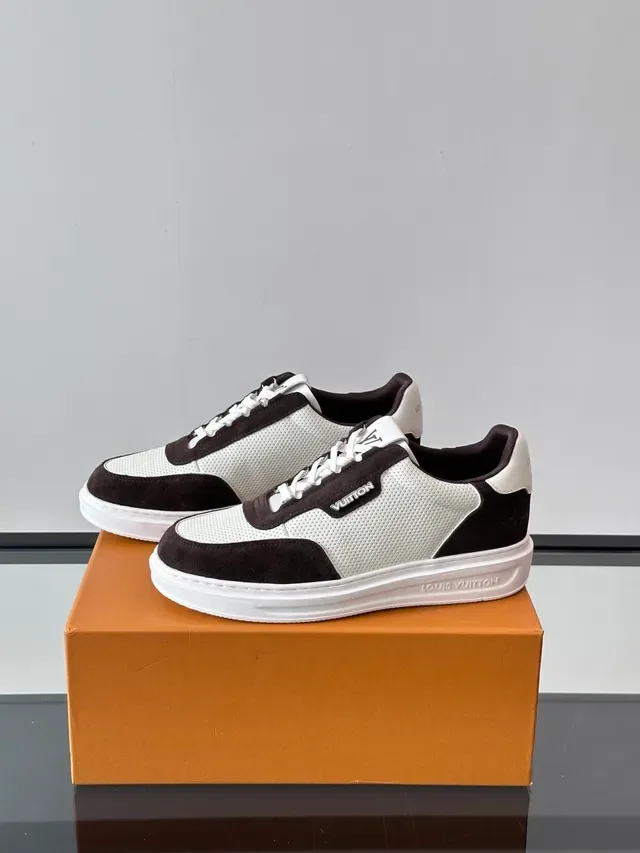 Louis Vuitton Tênis Lifestyle Branco e Preto Low-Top Malha Perfurada e Suede 5