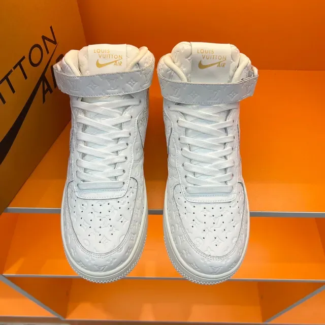 Louis Vuitton White Monogram-Embossed Leather High-Top Sneakers 2