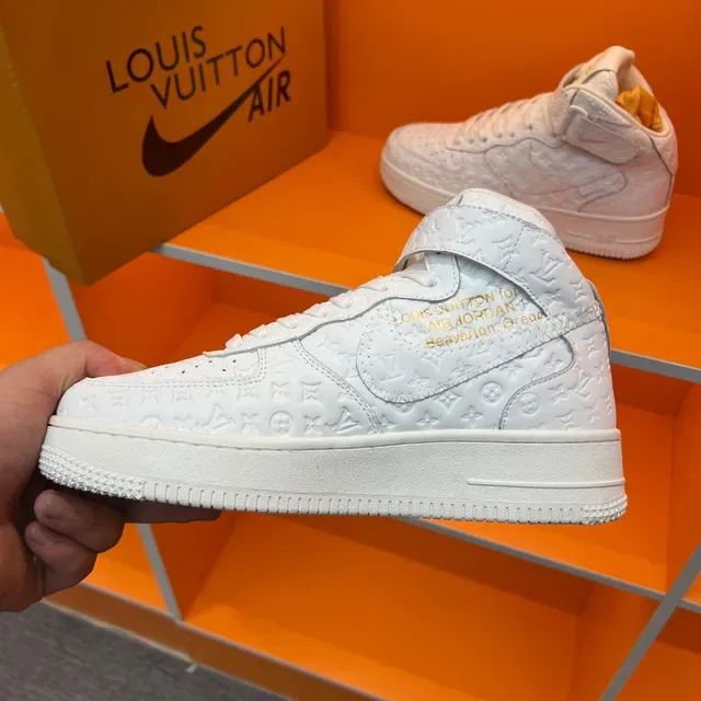 Louis Vuitton White Monogram-Embossed Leather High-Top Sneakers 3