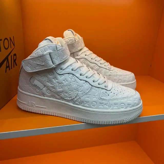 Louis Vuitton White Monogram-Embossed Leather High-Top Sneakers 8