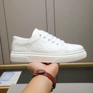 Louis Vuitton White Monogram-Embossed Low-Top Lifestyle Sneakers