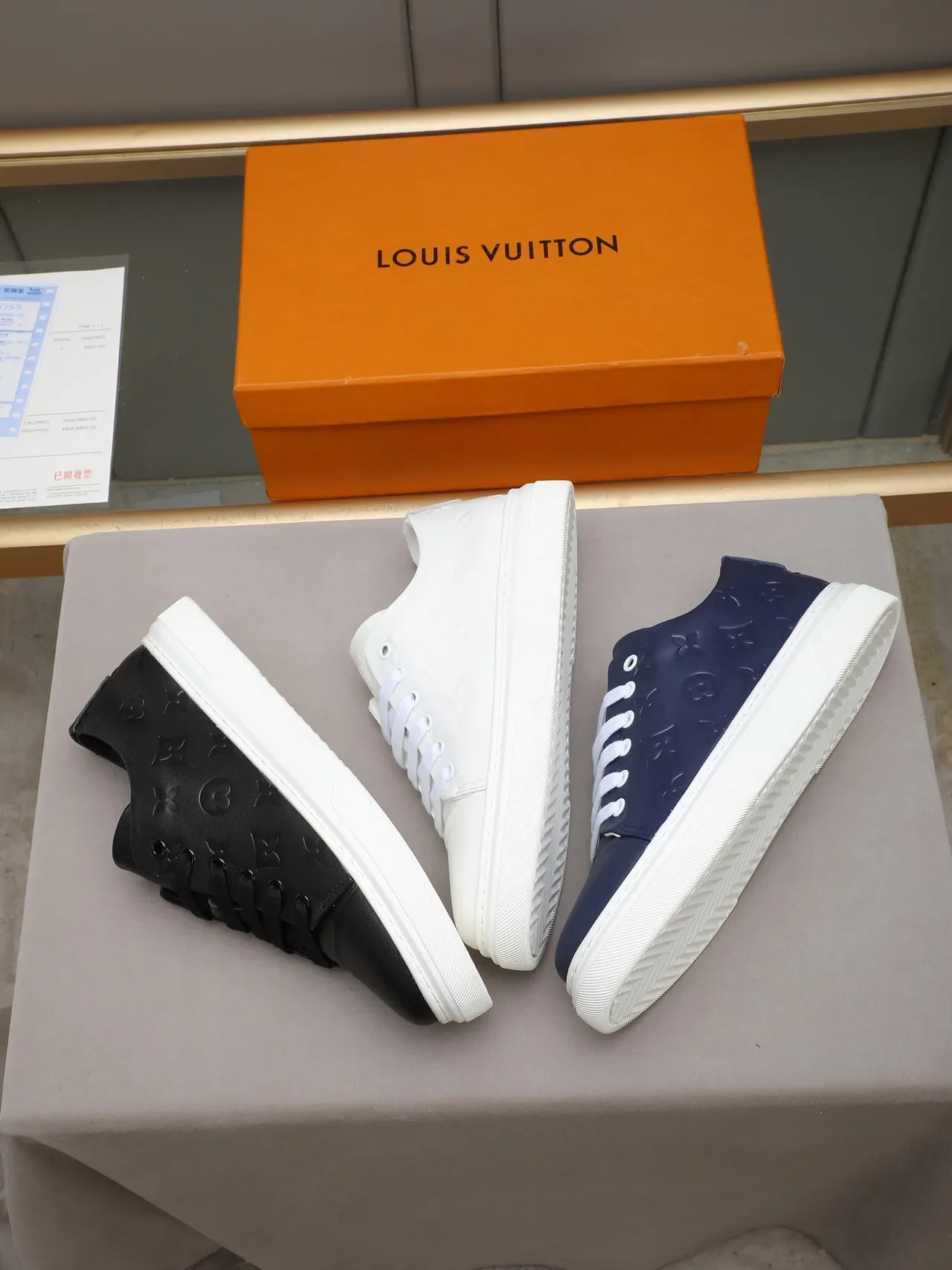 Louis Vuitton White Monogram-Embossed Low-Top Lifestyle Sneakers 2