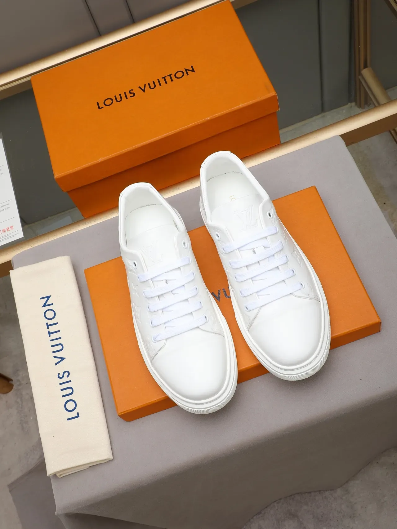 Louis Vuitton White Monogram-Embossed Low-Top Lifestyle Sneakers 3