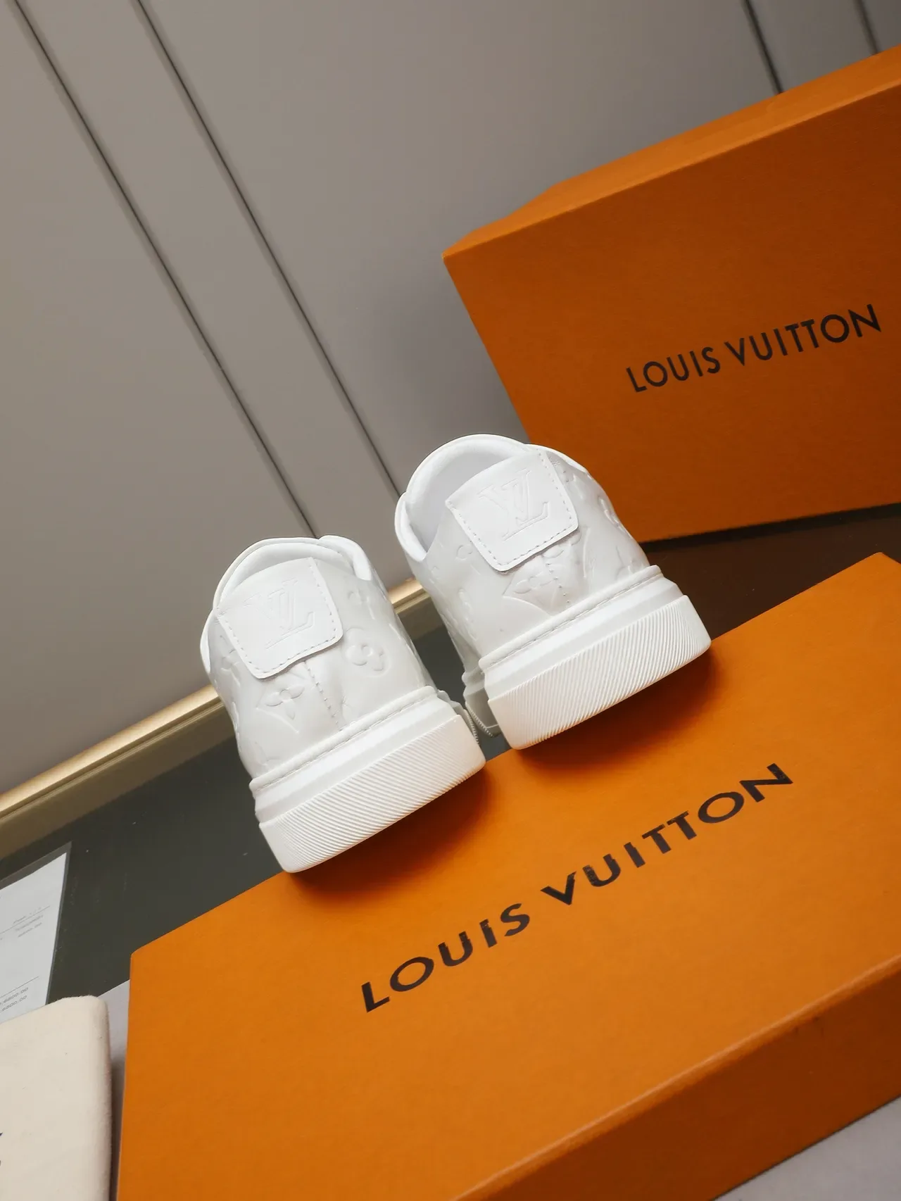 Louis Vuitton White Monogram-Embossed Low-Top Lifestyle Sneakers 4
