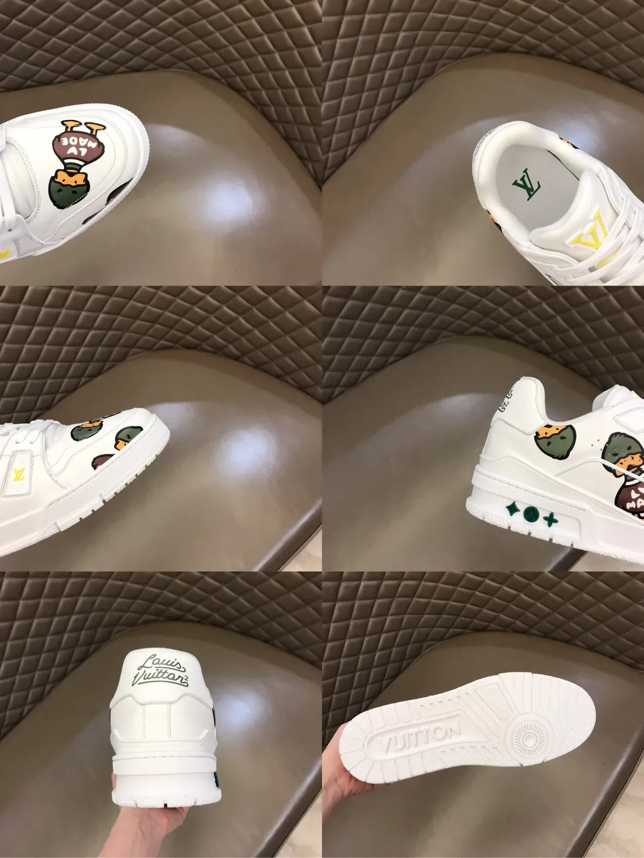 Louis Vuitton White Multicolor Leather Upper Cartoon Duck Graphic Print Lifestyle Sneakers 3