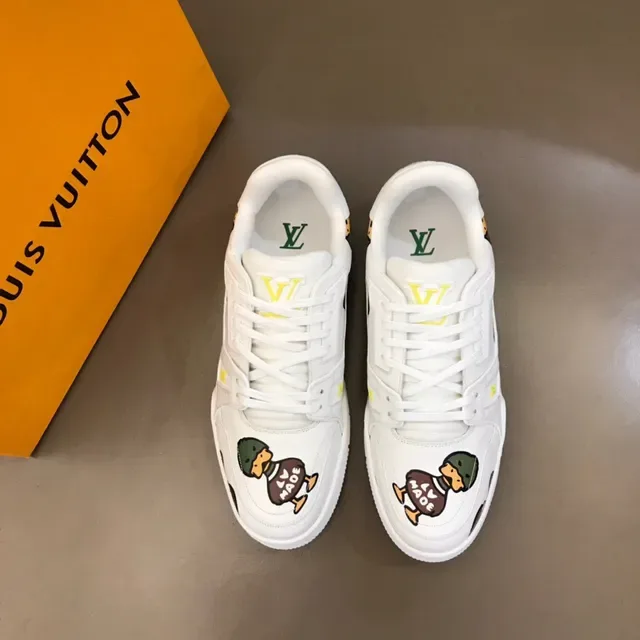 Louis Vuitton White Multicolor Leather Upper Cartoon Duck Graphic Print Lifestyle Sneakers 8