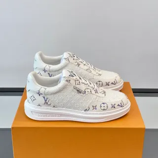 Louis Vuitton Zapatillas Blancas Multicolores con Impresión de Monograma en Tela Superior Suela Plataforma Gruesa Zapatillas Lifestyle