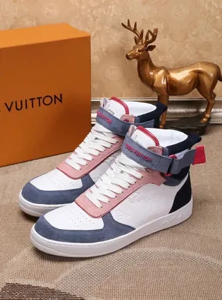 Louis Vuitton White Navy High-Top Monogram-Embossed Lifestyle Sneakers 2
