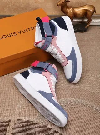 Louis Vuitton White Navy High-Top Monogram-Embossed Lifestyle Sneakers 6