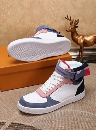 Louis Vuitton White Navy High-Top Monogram-Embossed Lifestyle Sneakers 7