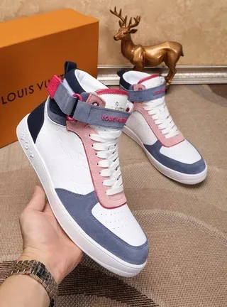 Louis Vuitton White Navy High-Top Monogram-Embossed Lifestyle Sneakers 8