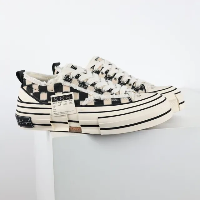 Maison Margiela Beige Black Checkerboard Canvas Shearling Lining Lifestyle Sneakers 3