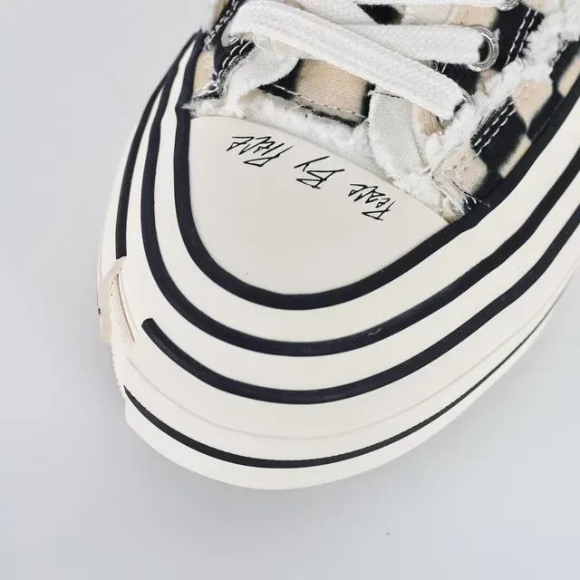 Maison Margiela Beige Black Checkerboard Canvas Shearling Lining Lifestyle Sneakers 5