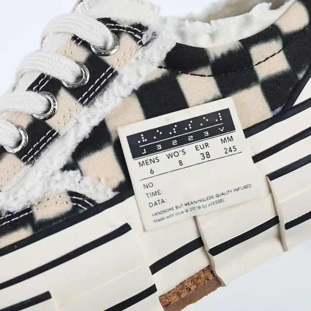 Maison Margiela Beige Black Checkerboard Canvas Shearling Lining Lifestyle Sneakers 6