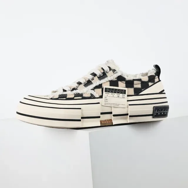 Maison Margiela Beige Black Checkerboard Canvas Shearling Lining Lifestyle Sneakers 9