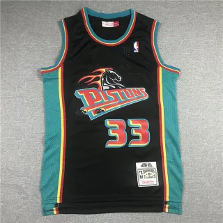 Mitchell & Ness Hardwood Classics 1998–99 Grant Hill Detroit Pistons Black Teal Retro Jersey