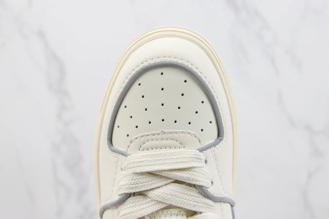 Mitchell & Ness Beige Black Platform Sole Leather Upper Lifestyle Sneakers 6