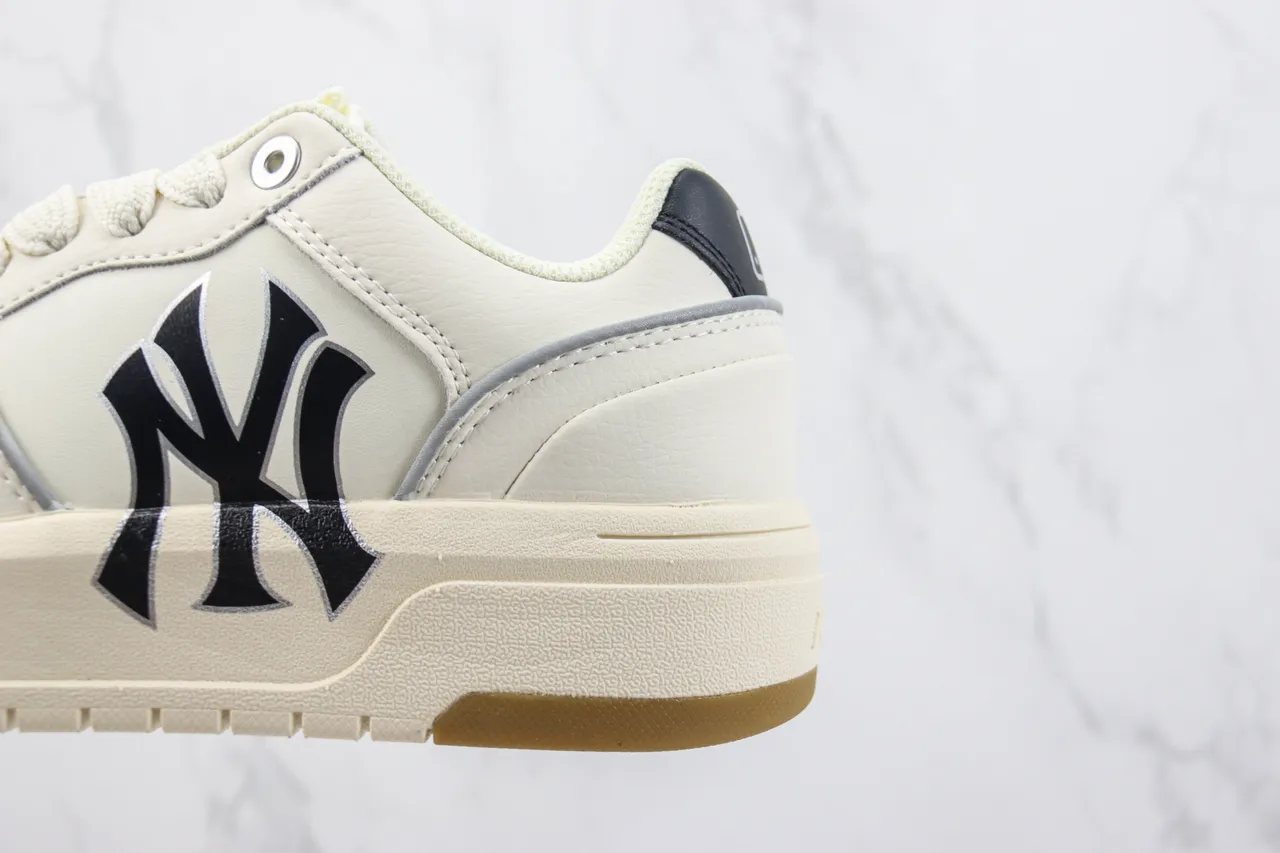 Mitchell & Ness Beige Black Platform Sole Leather Upper Lifestyle Sneakers 7
