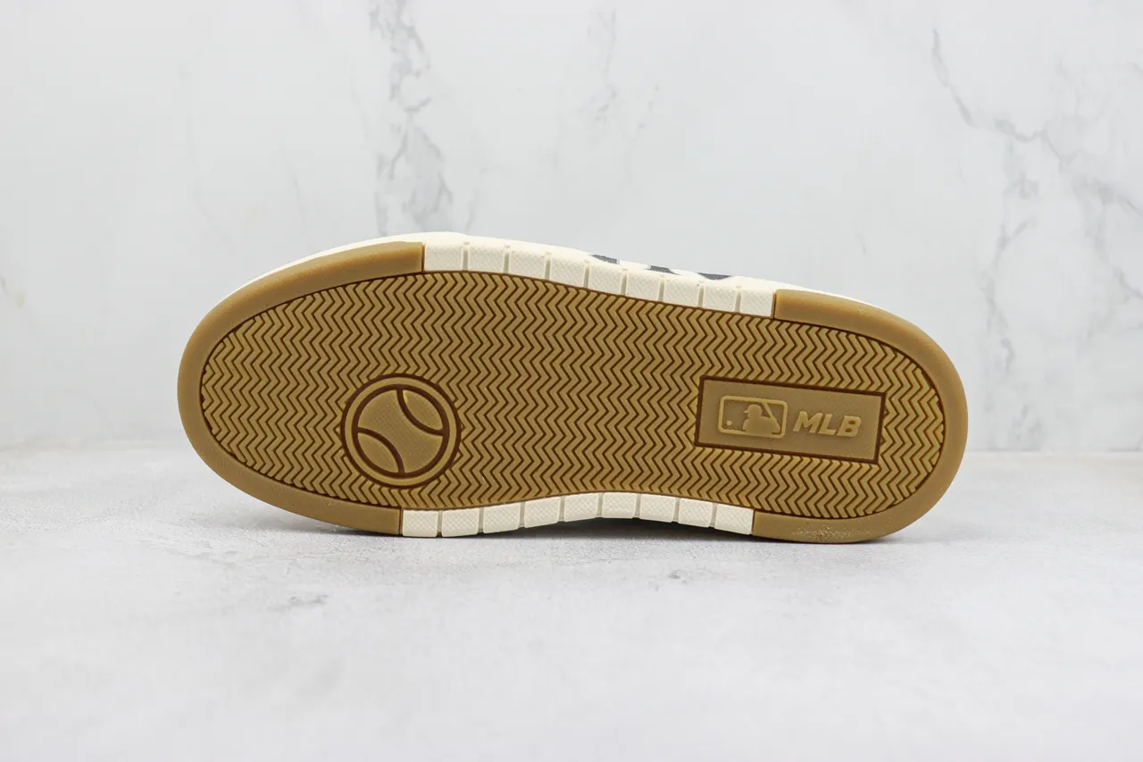 Mitchell & Ness Beige Black Platform Sole Leather Upper Lifestyle Sneakers 8