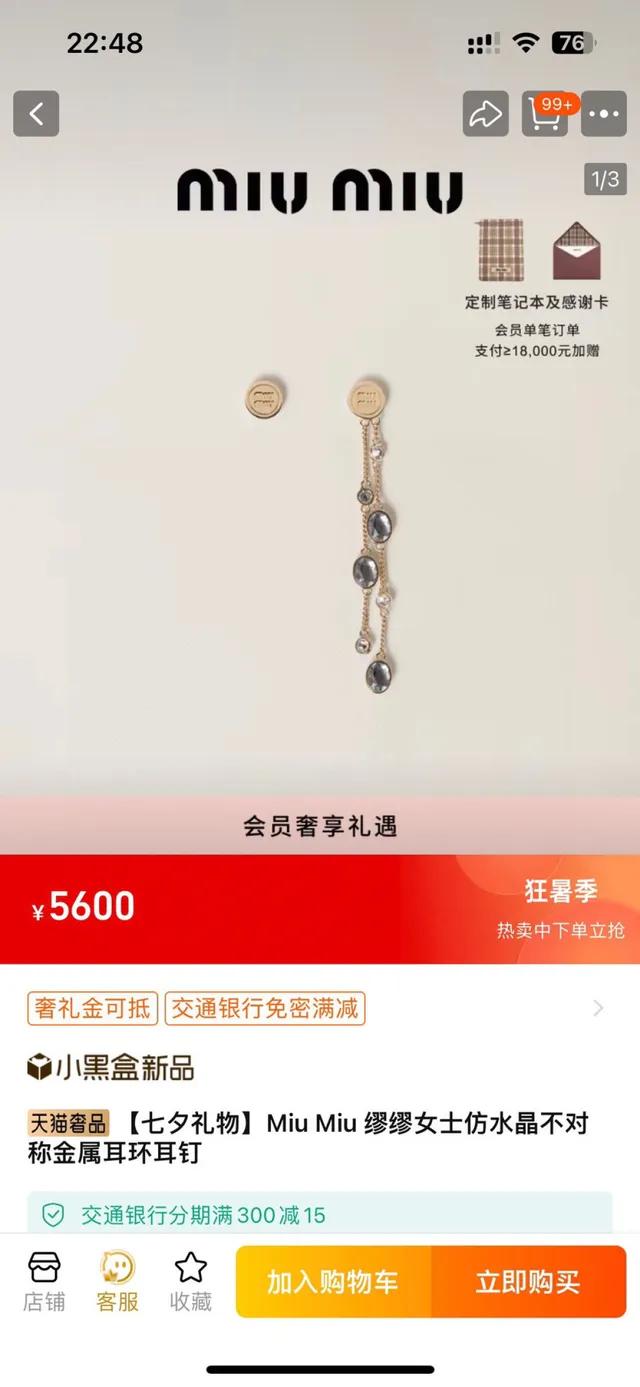 Miu Miu Asymmetrical Crystal Chain Drop Earrings 8