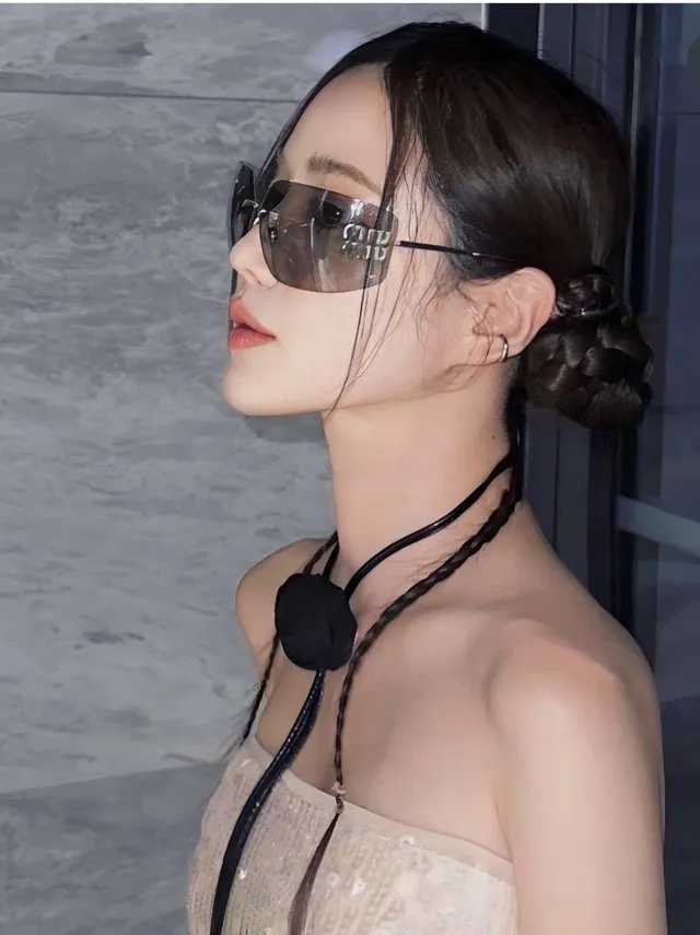Miu Miu Oversized Rectangular Gold-Tone Black Sunglasses 2