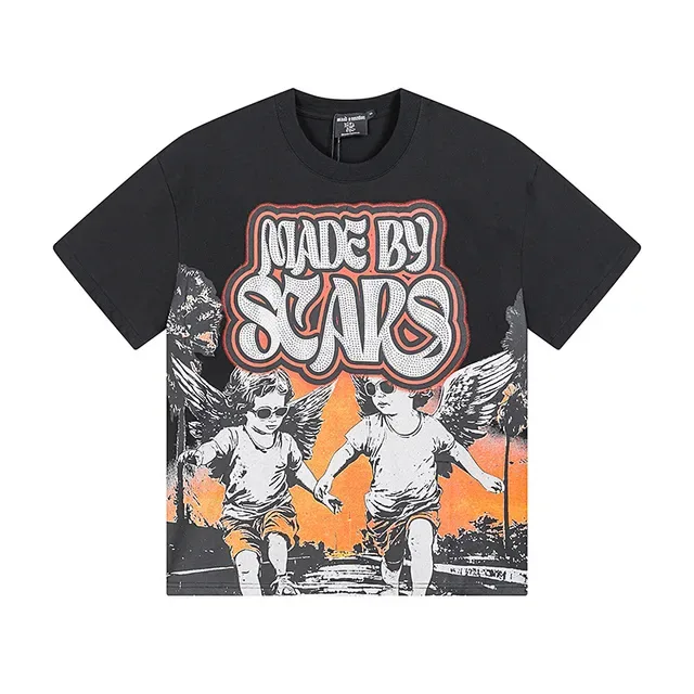 Mixed Emotion Made By Stars Graphic Print Black T-Shirt 2