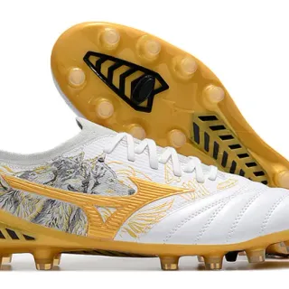 Mizuno Morelia Neo Wolf Graphic White Gold Firm-Ground Soccer Shoes