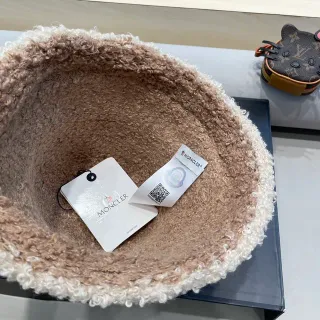 Moncler Curly Shearling-Lined Two-Tone Brown Cream Bucket Hat