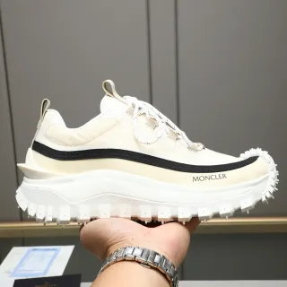 Moncler Grenoble Beige Black Layered Textile Upper Wave Stripe Chunky Sneakers