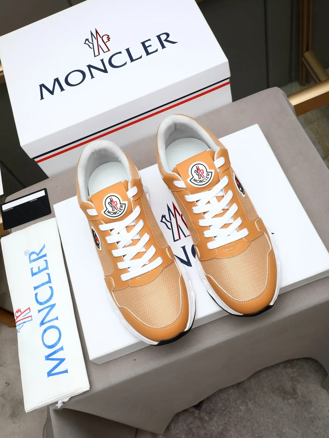 Moncler Lifestyle Sneaker Tan and White Chunky Sneakers 2