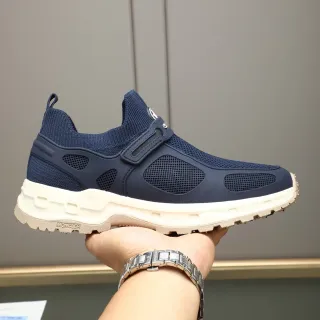 Moncler Navy and Cream Laceless Slip-On Lifestyle Sneakers