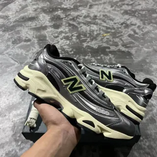 New Balance 1000 Metallic Silver Black Cream Chunky Sneakers