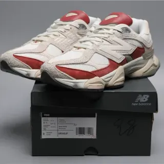 New Balance 9060 Beige and Red Lifestyle Sneakers
