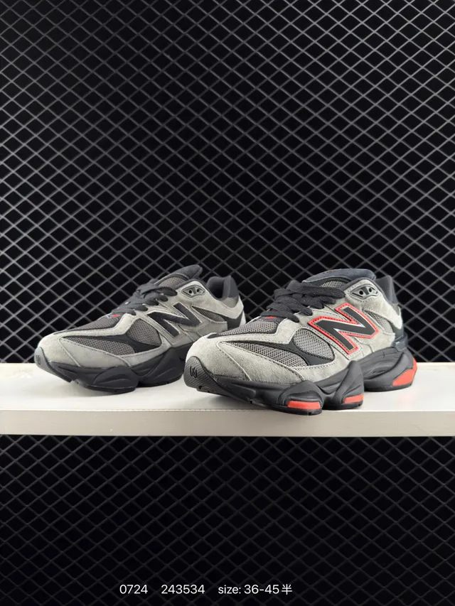 New Balance 9060 Gris Rouge Noir Chunky Sneakers 4