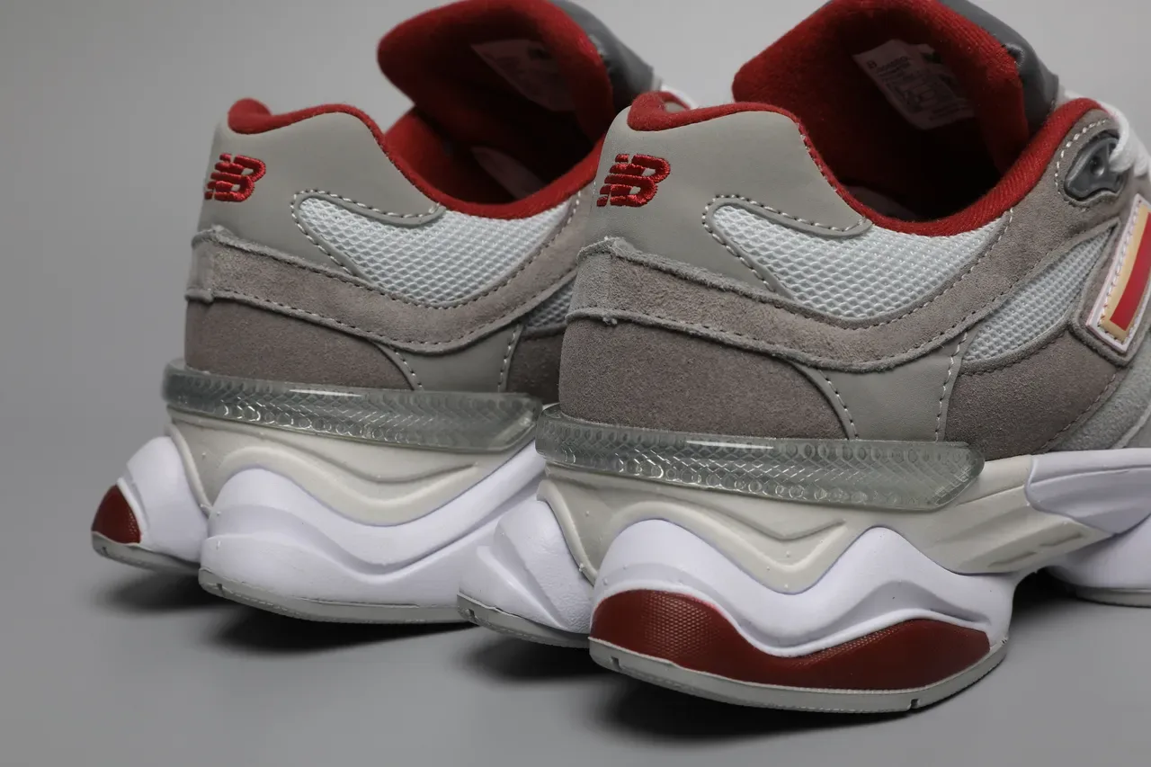 New Balance 9060 cinza vermelho branco tênis lifestyle 2