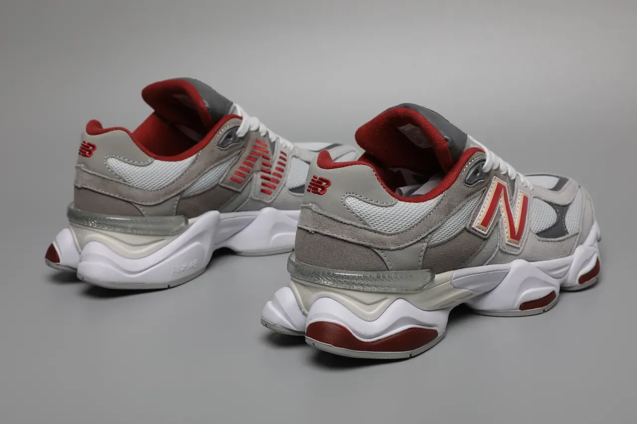 New Balance 9060 cinza vermelho branco tênis lifestyle 3
