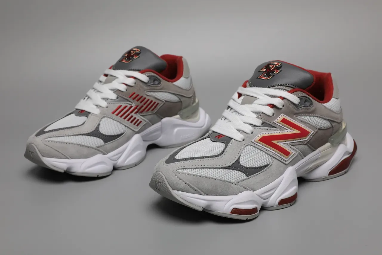 New Balance 9060 cinza vermelho branco tênis lifestyle 5