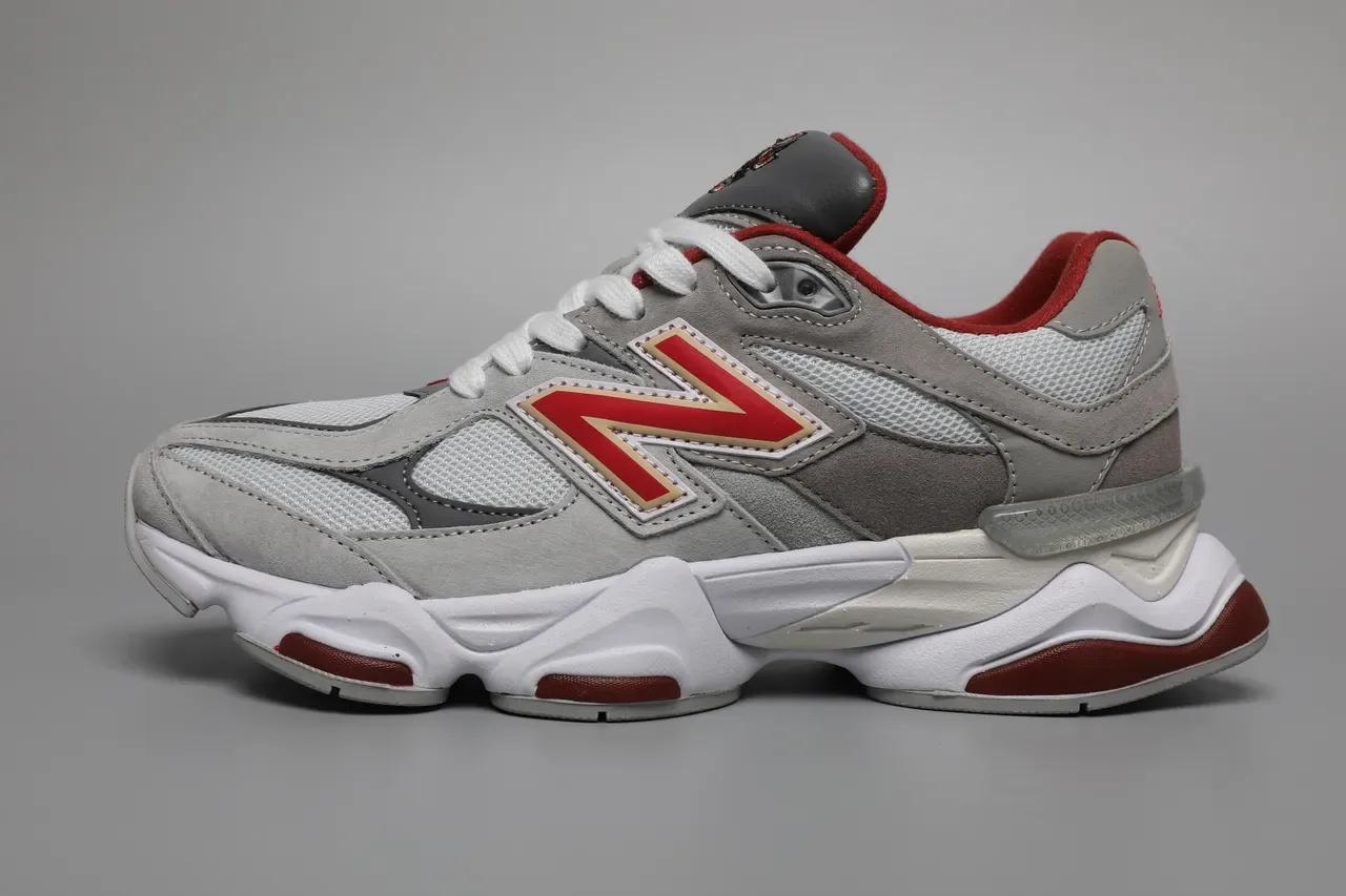 New Balance 9060 cinza vermelho branco tênis lifestyle 9