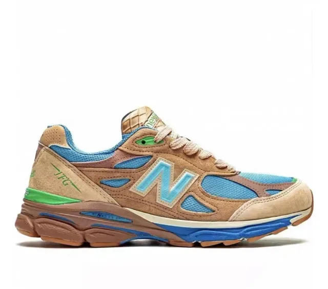 New Balance 990 بني أزرق متعدد المواد العلوي تصميم محظور باللون نمط حياة أحذية رياضية 1