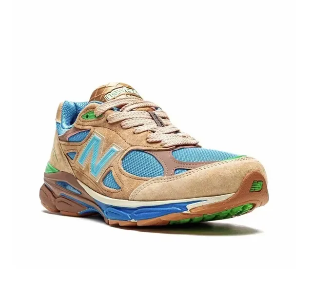 New Balance 990 بني أزرق متعدد المواد العلوي تصميم محظور باللون نمط حياة أحذية رياضية 2