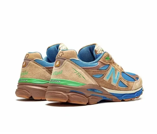 New Balance 990 بني أزرق متعدد المواد العلوي تصميم محظور باللون نمط حياة أحذية رياضية 3