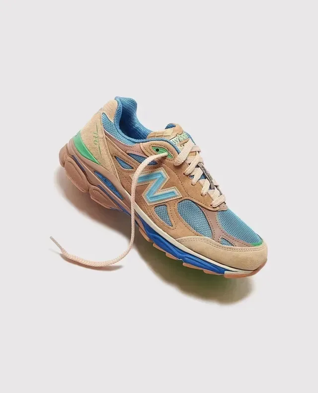 New Balance 990 بني أزرق متعدد المواد العلوي تصميم محظور باللون نمط حياة أحذية رياضية 5