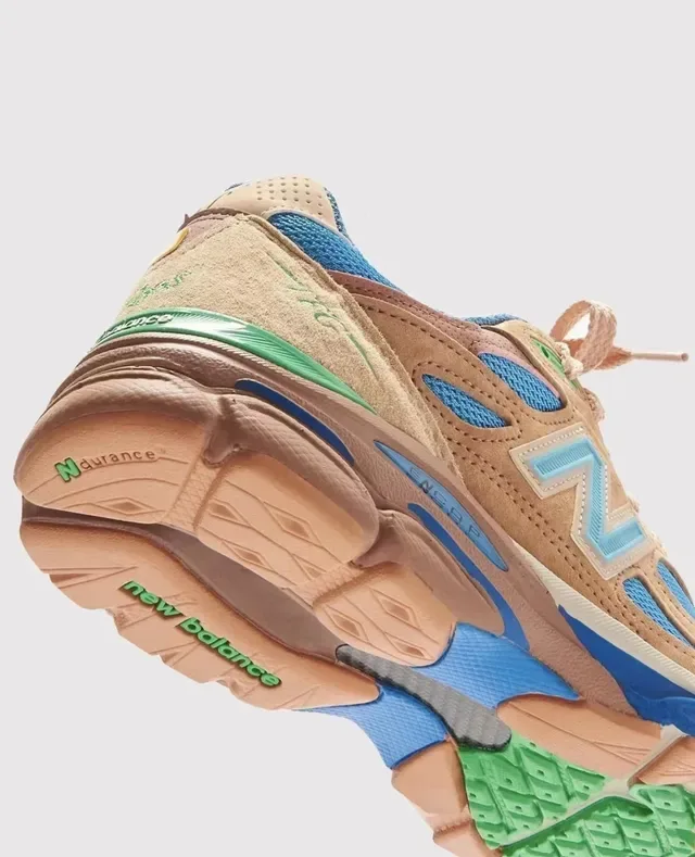 New Balance 990 بني أزرق متعدد المواد العلوي تصميم محظور باللون نمط حياة أحذية رياضية 7