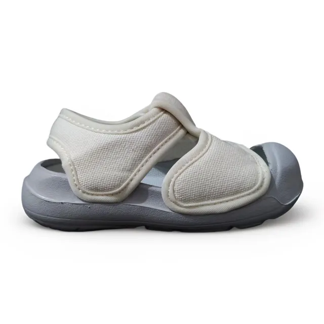 New Balance Bege Branco Dedo Aberto Dupla Alça Velcro Sandálias Casual 5