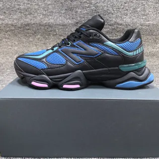 New Balance Noir Bleu Semelle Sculptée Maille Et Construction Synthétique Overlay Chaussures Chunky
