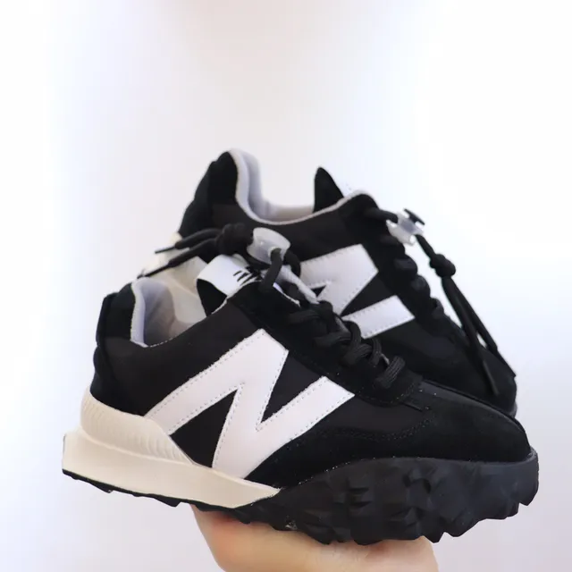 New Balance Black White Layered Upper Oversized 'N' Logo Chunky Sneakers 9