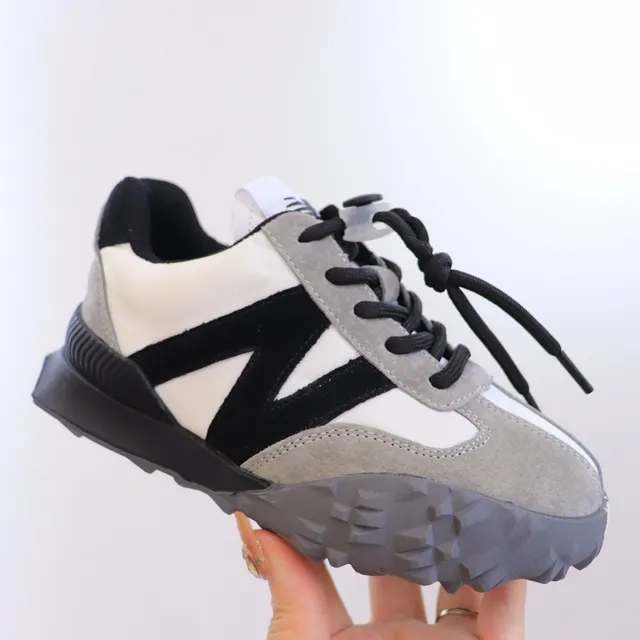 New Balance Black White Layered Upper Oversized 'N' Logo Chunky Sneakers 23