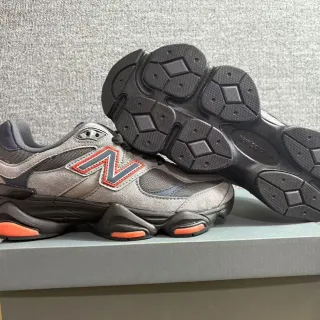 New Balance Gray Orange Layered Sole Mixed Suede And Mesh Upper Chunky Sneakers