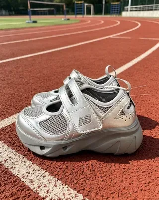 New Balance Prata Preto Fechamento Velcro Corrediça Superior Malha Metálica Tênis Lifestyle 3